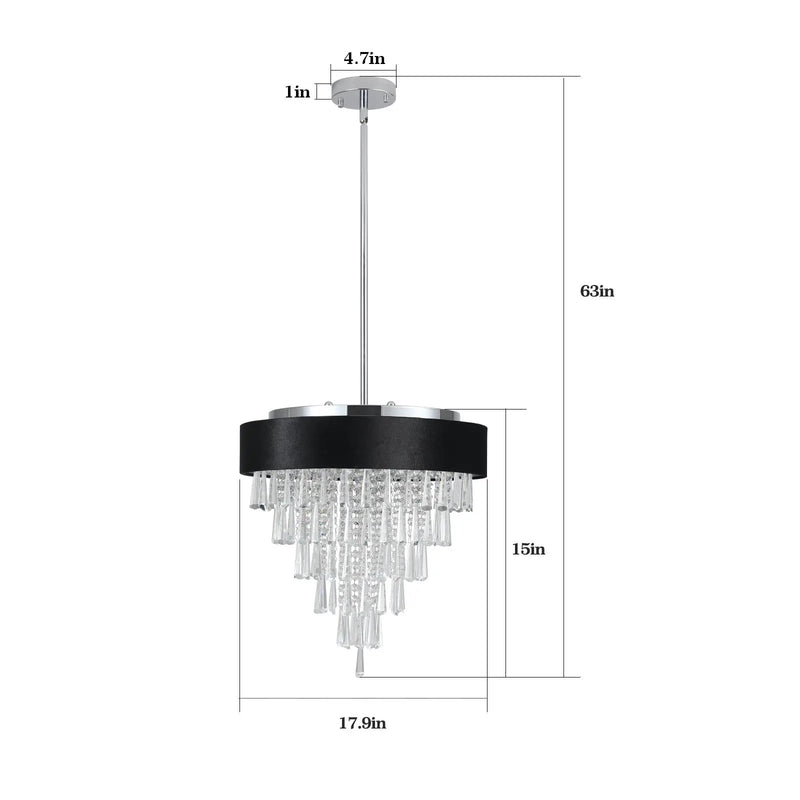 18-inch Modern Crystal Chandelier with Black Velvet Shade by HouseOfZazla