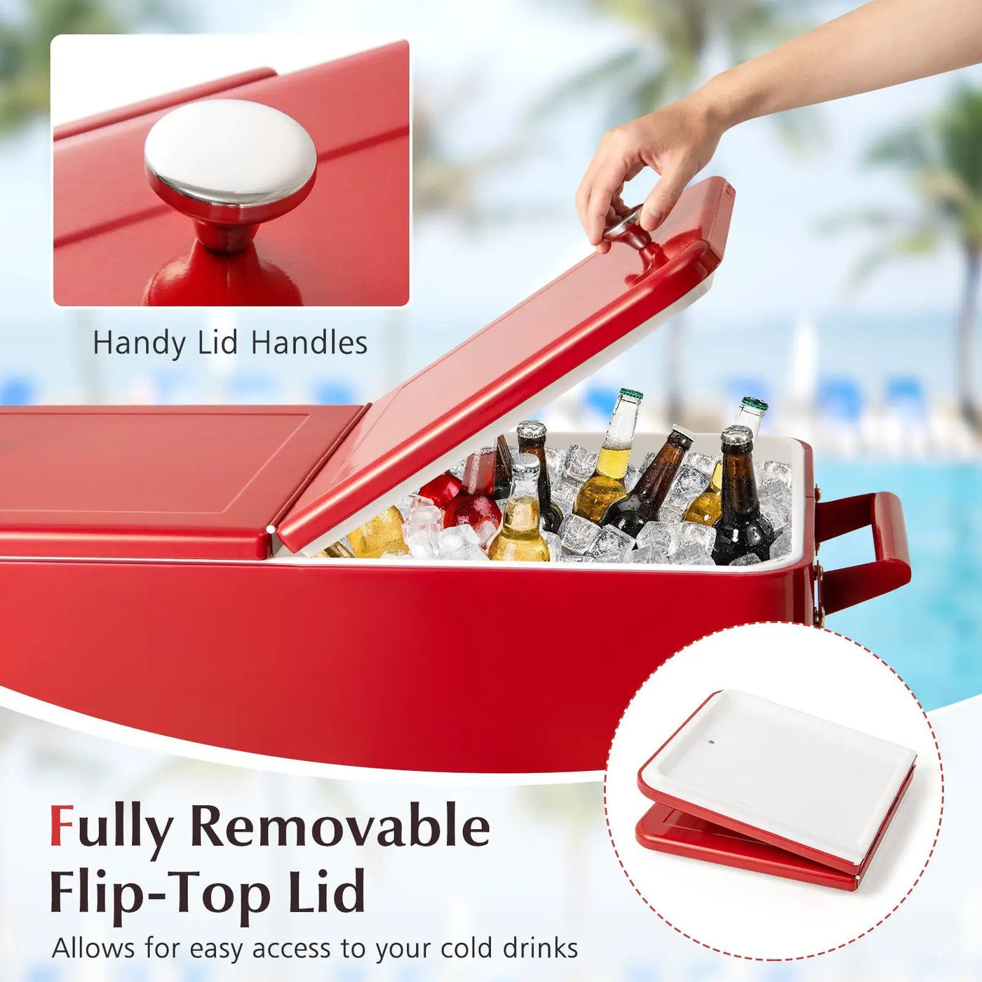Portable Patio Cooler with Bottom Storage Shelf and Bottle Opener by DirectDeals