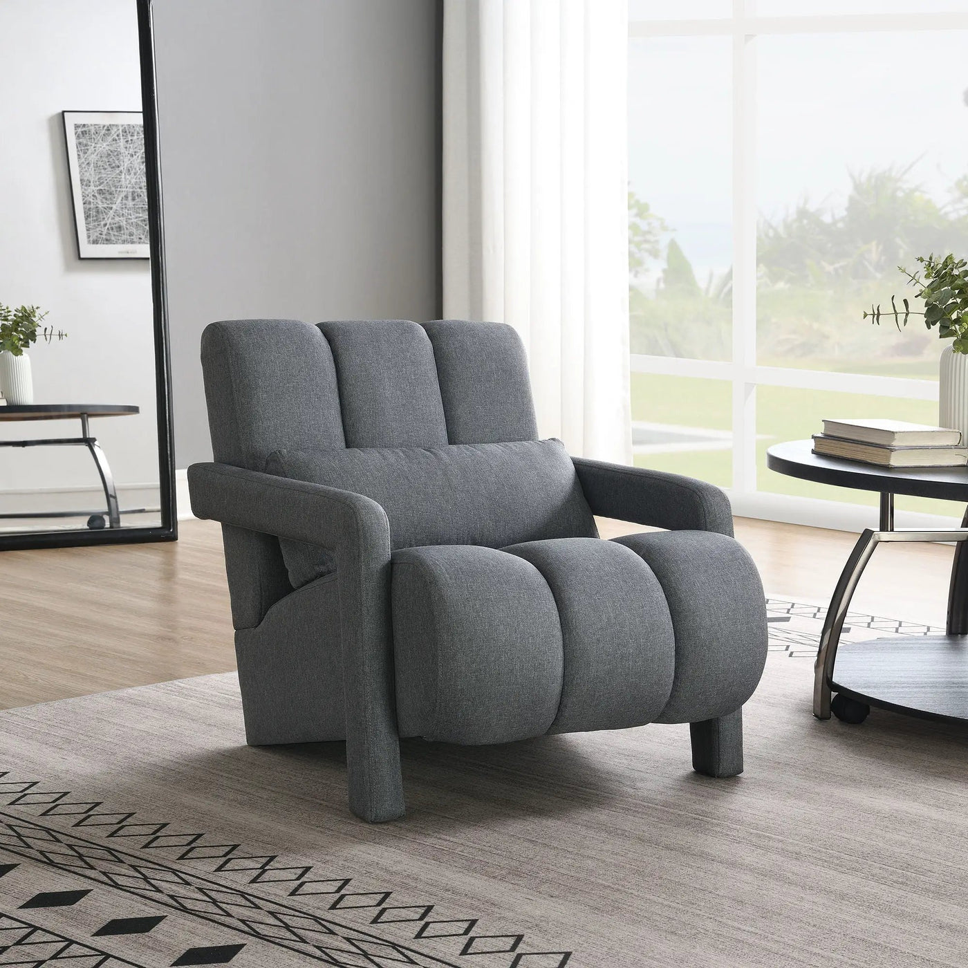 Modern Upholstered Accent Chair, Comfortable Fabric With A Pillow For Living Room by HouseOfZazla