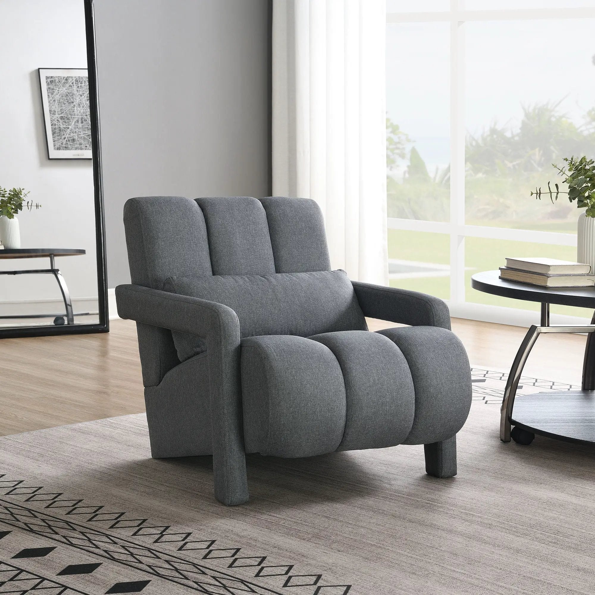 Modern Upholstered Accent Chair, Comfortable Fabric With A Pillow For Living Room by Unique Piece Furniture