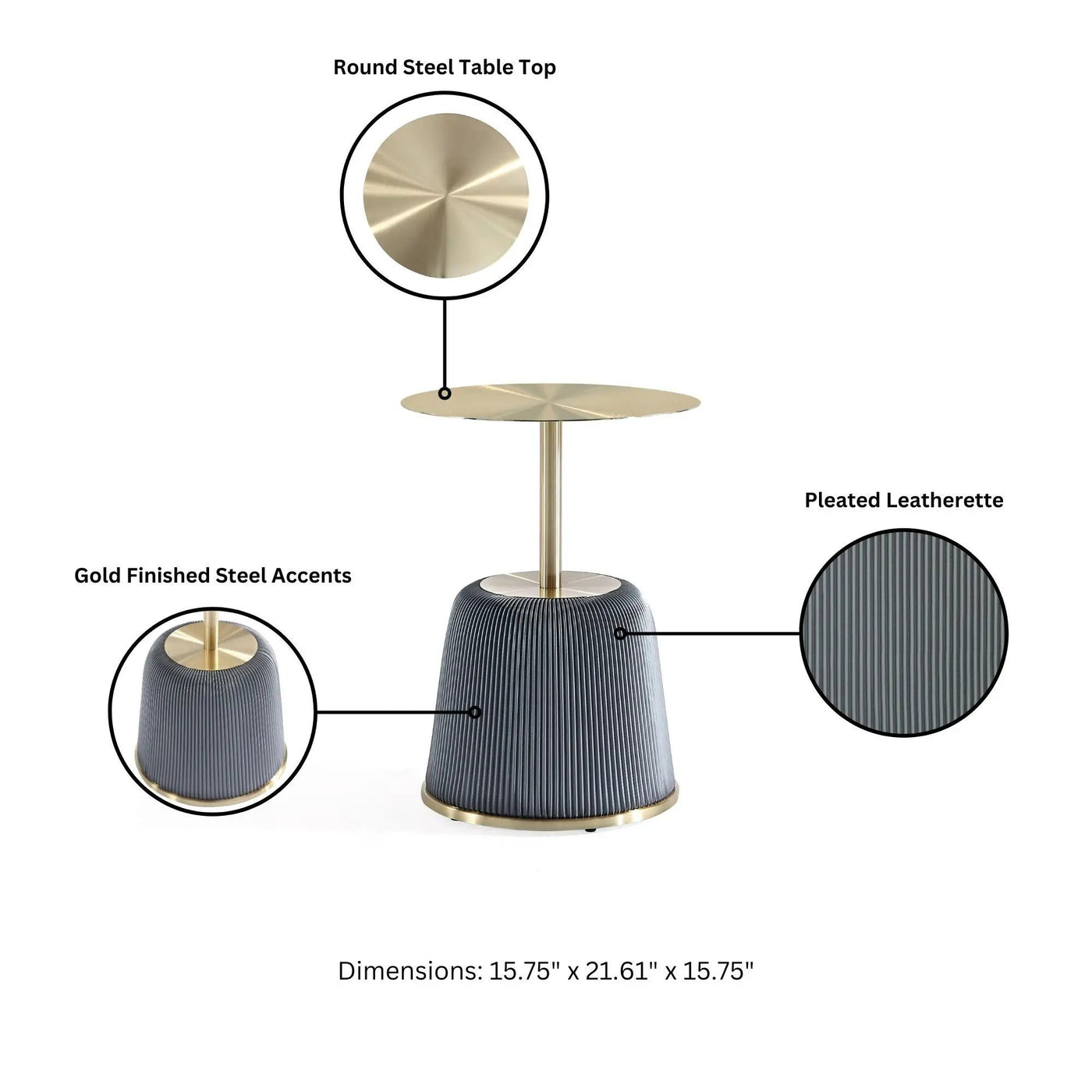 Anderson - Upholstered End Table With Round Top by HouseOfZazla