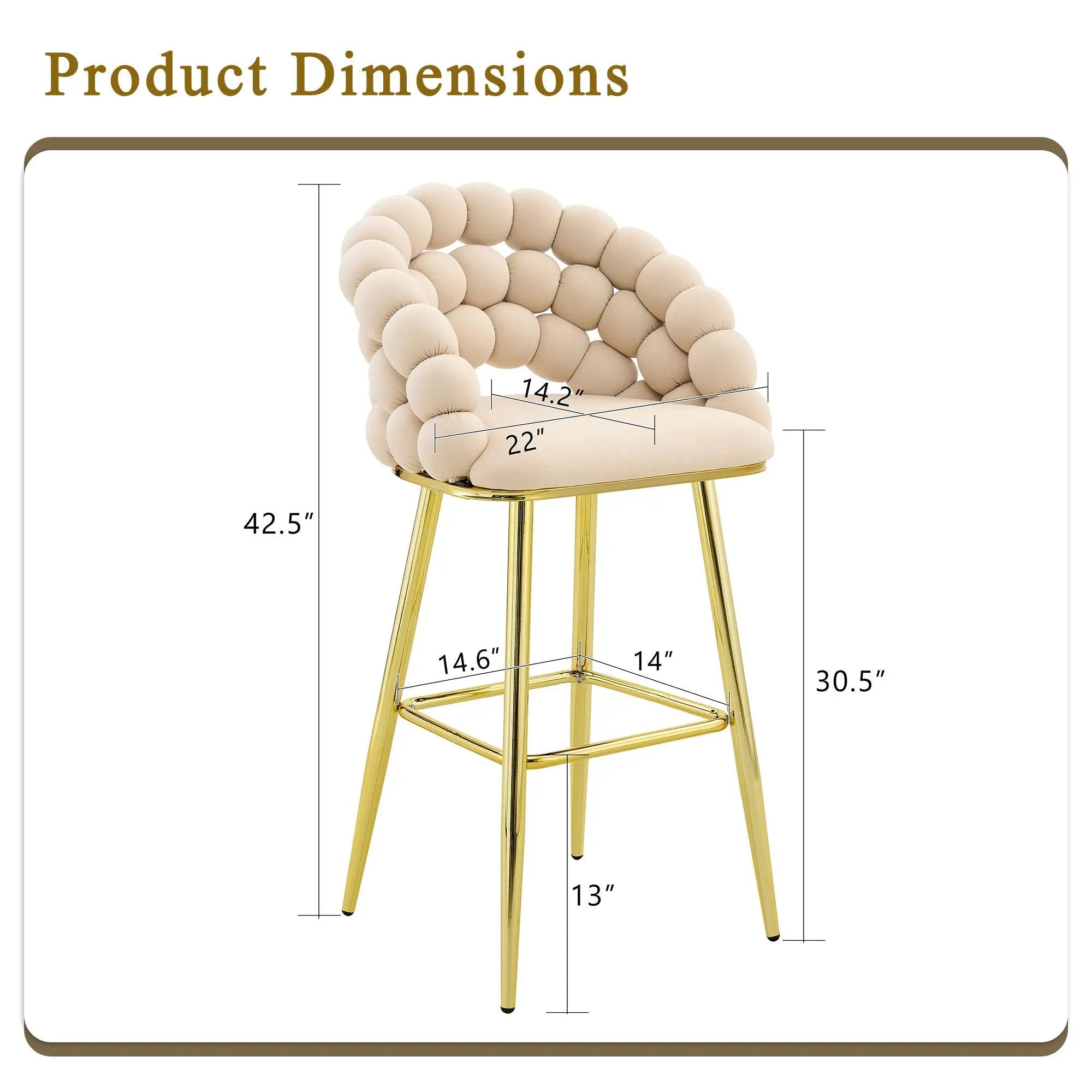Bubble, Ball Chain Tufted Bar Chairs For Kitchen Island & Home Bar (Set of 2) by Unique Piece Furniture