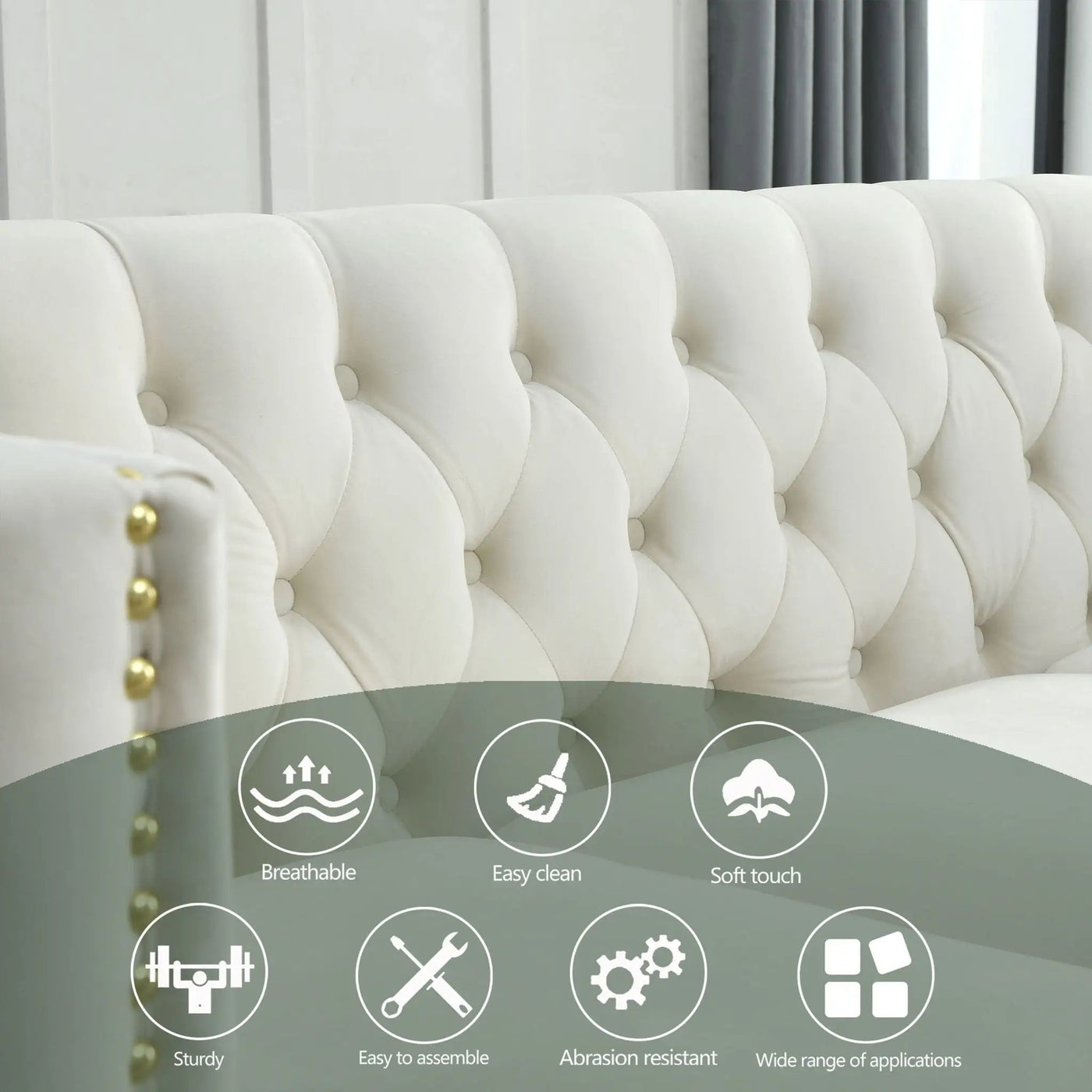 Upholstered Couch Sofa With Button Tufting For Living Room by HouseOfZazla