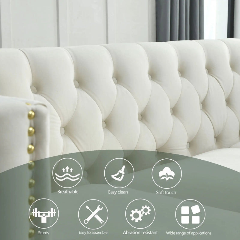 Upholstered Couch Sofa With Button Tufting For Living Room by HouseOfZazla