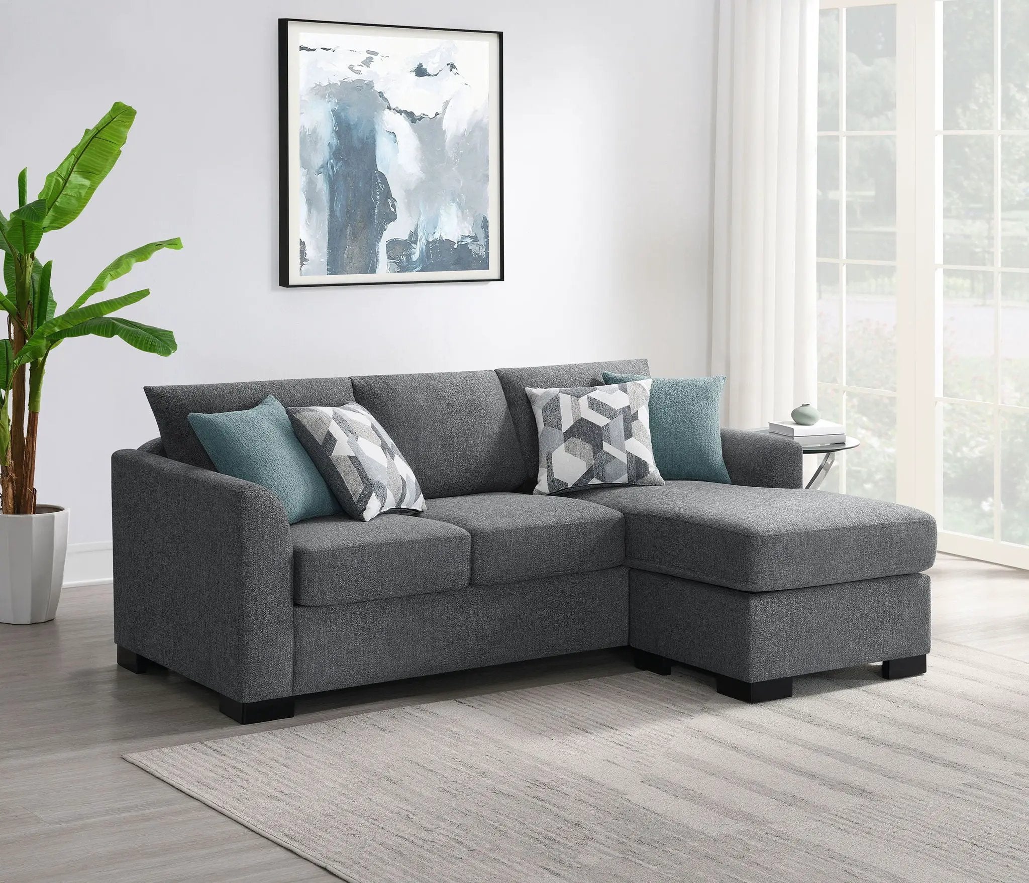 Storey Upholstered Sleeper Sectional Chaise Sofa Grey by Unique Piece Furniture