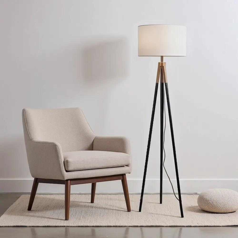Sway - Floor Lamp With On / Off Switch Triple Legs Shade - Black / Gold / White by Unique Piece Furniture