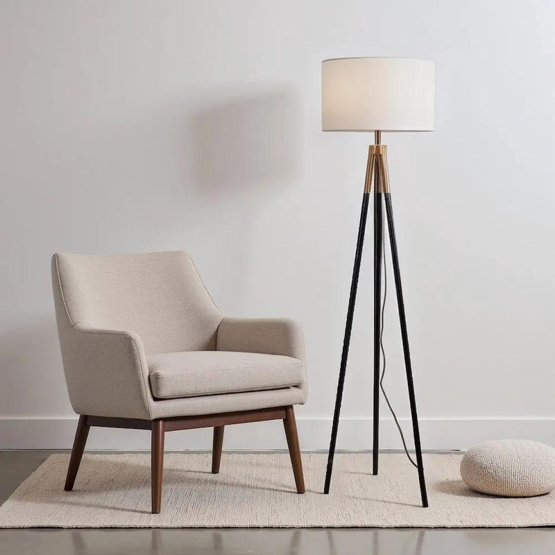 Sway - Floor Lamp With On / Off Switch Triple Legs Shade - Black / Gold / White by Unique Piece Furniture