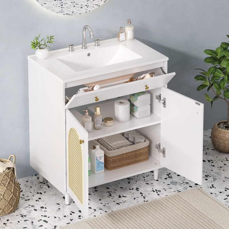 Modern Bathroom Vanity With Sink, Cabinet With Adjustable Shelf by Unique Piece Furniture