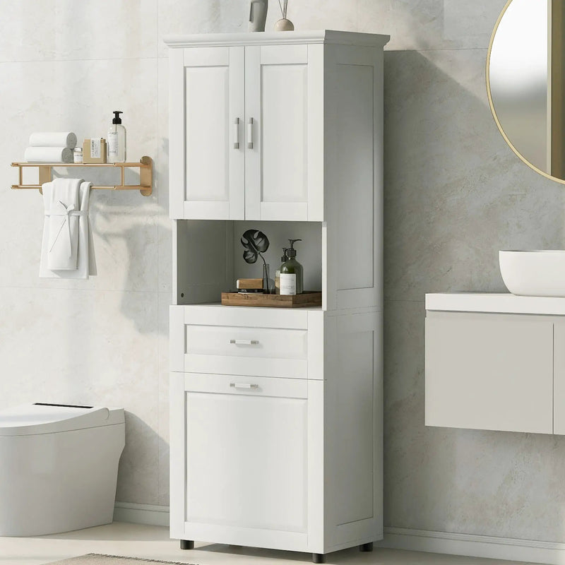 Tall Bathroom Cabinet with Laundry Basket by HouseOfZazla