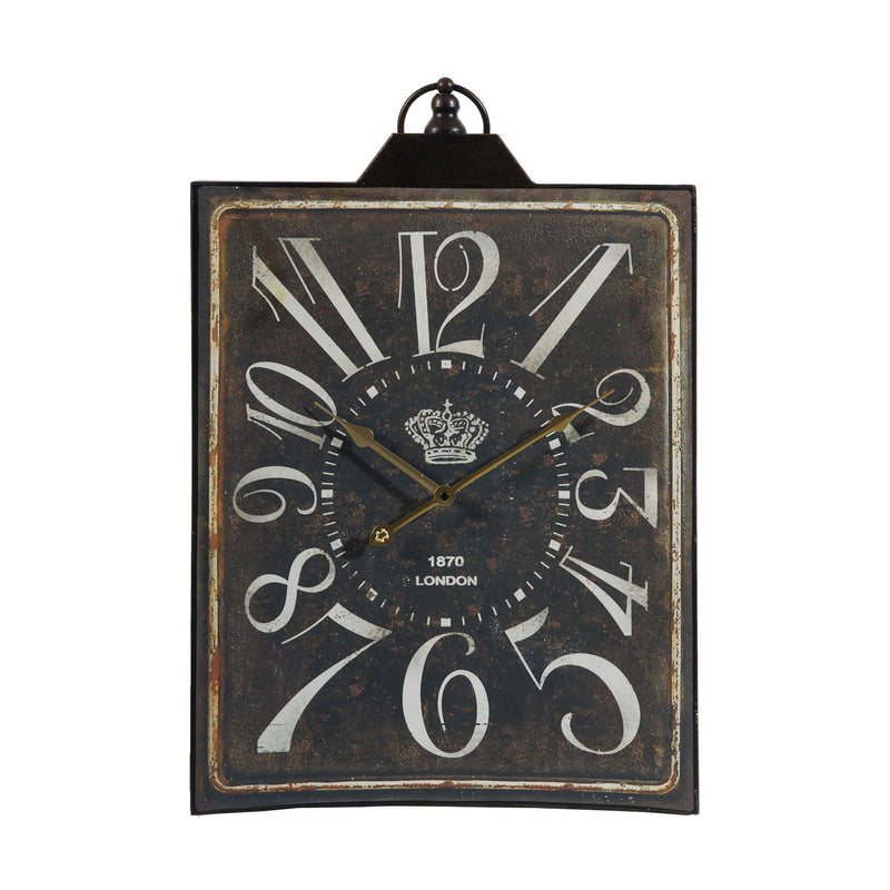 Large Vintage Rectangular Wall Clock with Numerals - White / Black, photo 2 of 6