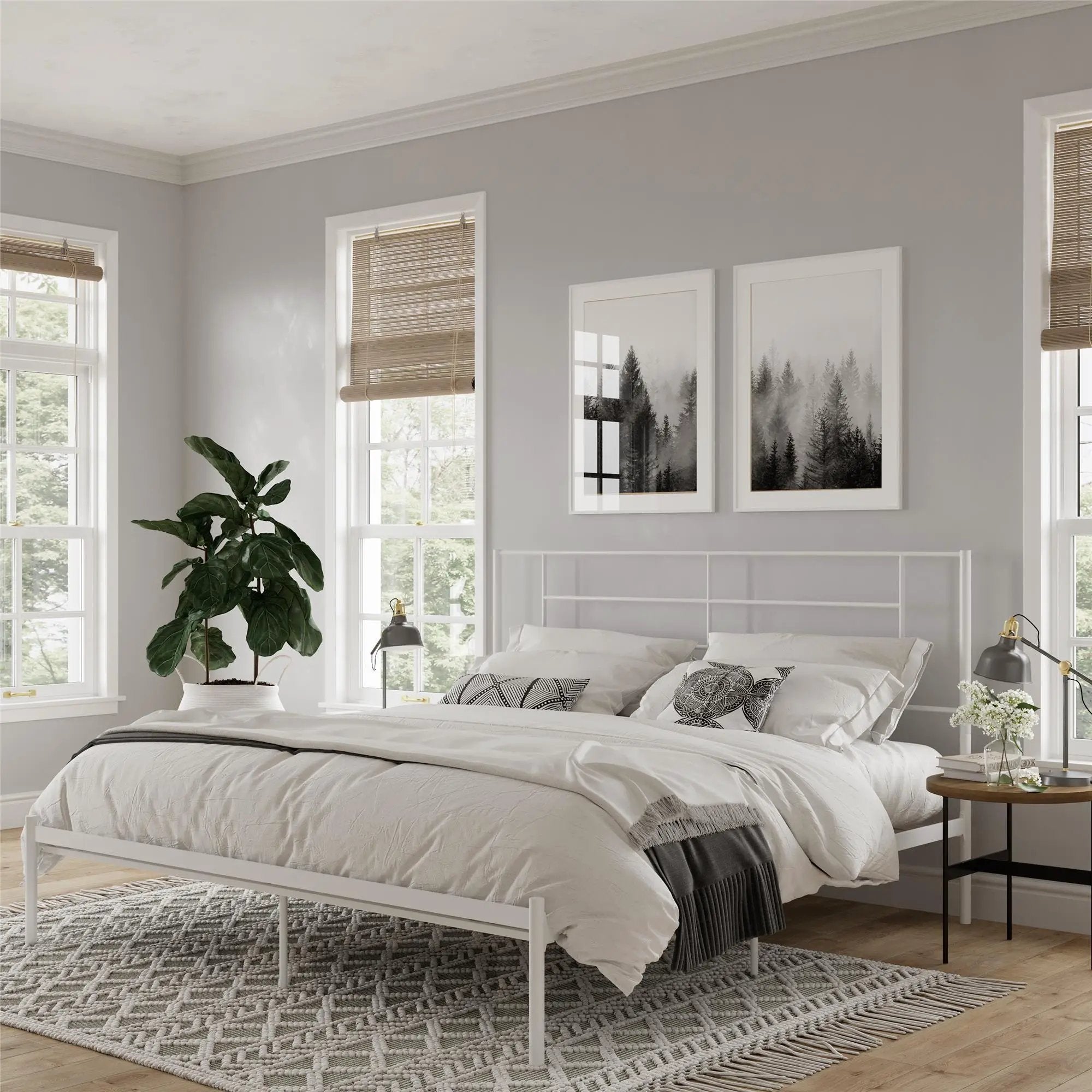 Praxis - King Bed With Simple Headboard - White