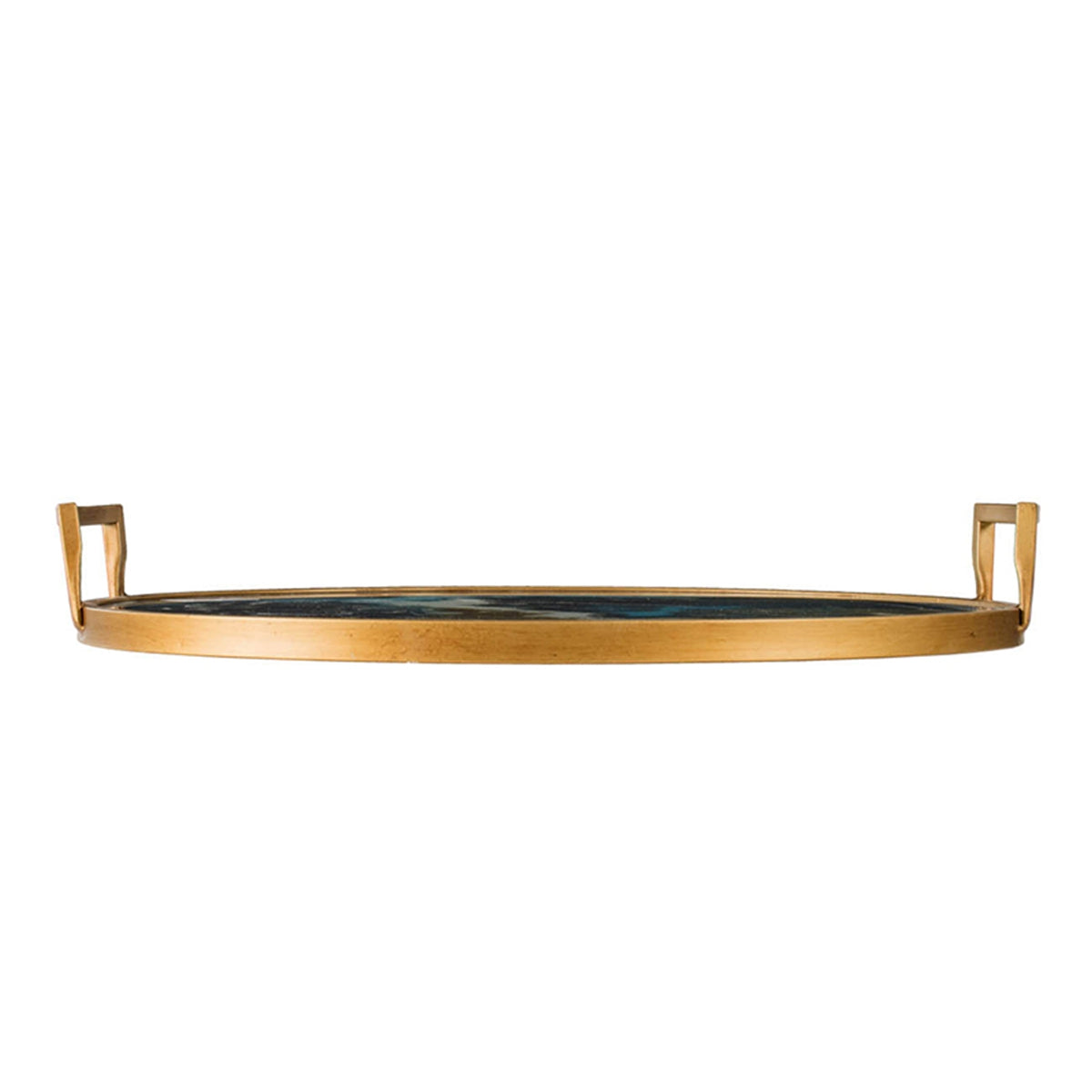 20.9x20.1x3.1" Round Accent Mirrored Tray with Handles by HouseOfZazla