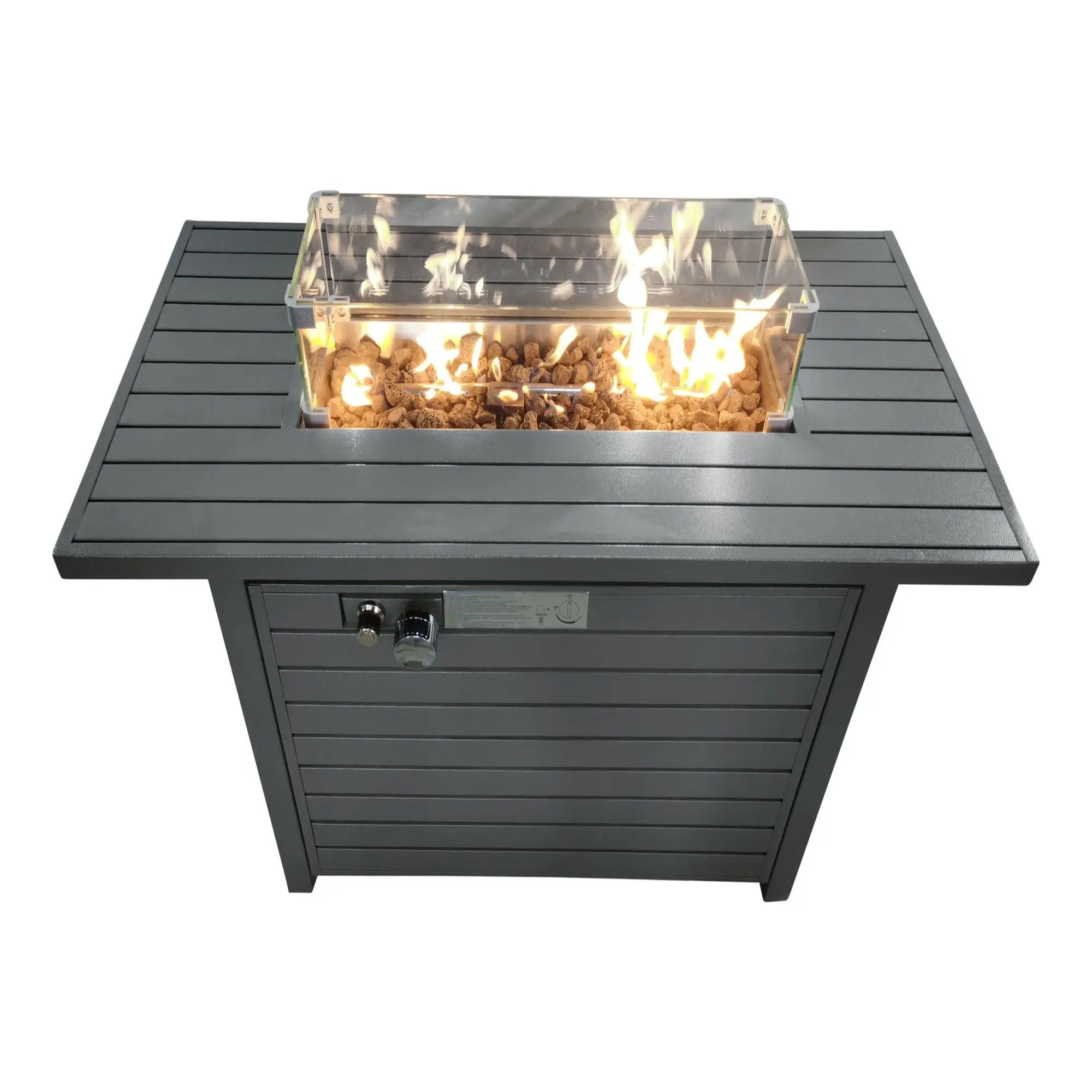 Propane Outdoor Fire Pit Table With Lid High-Quality Materials - Gray by Unique Piece Furniture