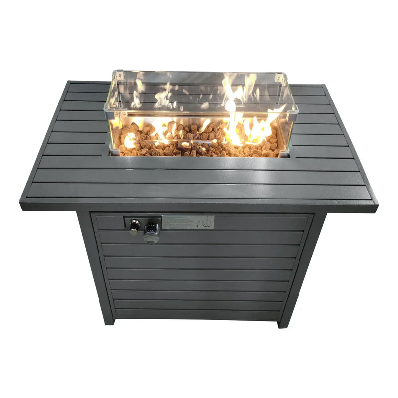 Propane Outdoor Fire Pit Table With Lid High-Quality Materials - Gray by HouseOfZazla