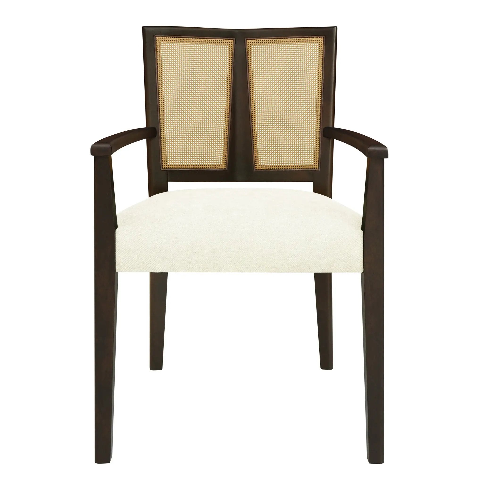 Mid Century Modern Arm Dining Chair Set With Rattan Backrest by HouseOfZazla