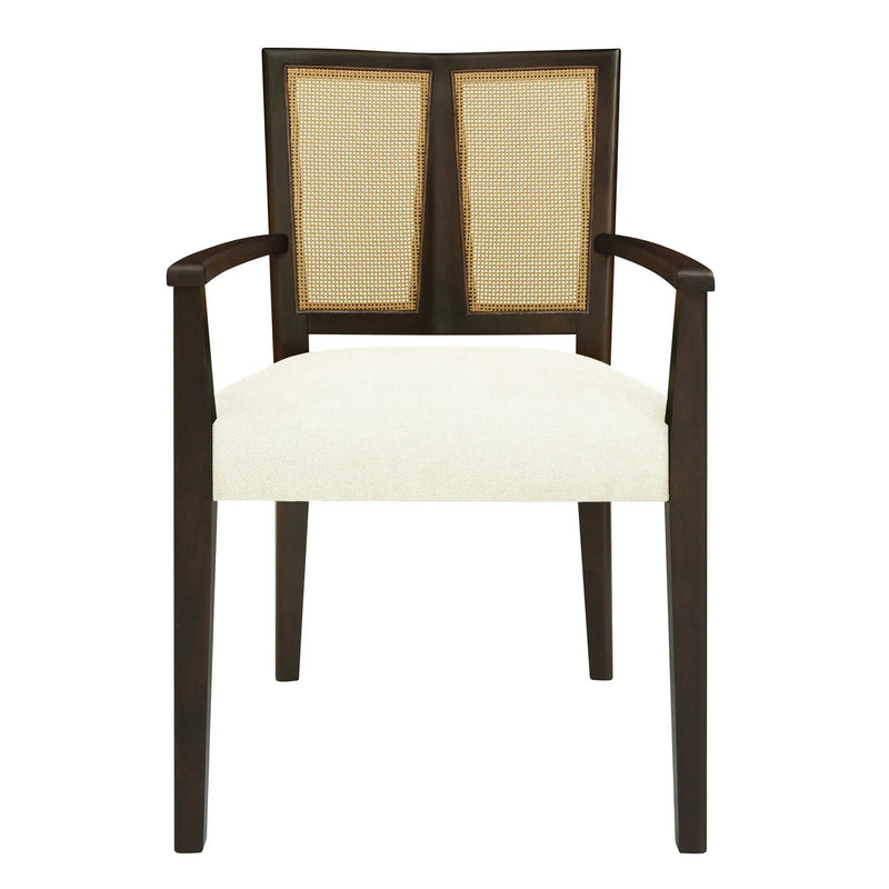 Mid Century Modern Arm Dining Chair Set With Rattan Backrest by HouseOfZazla