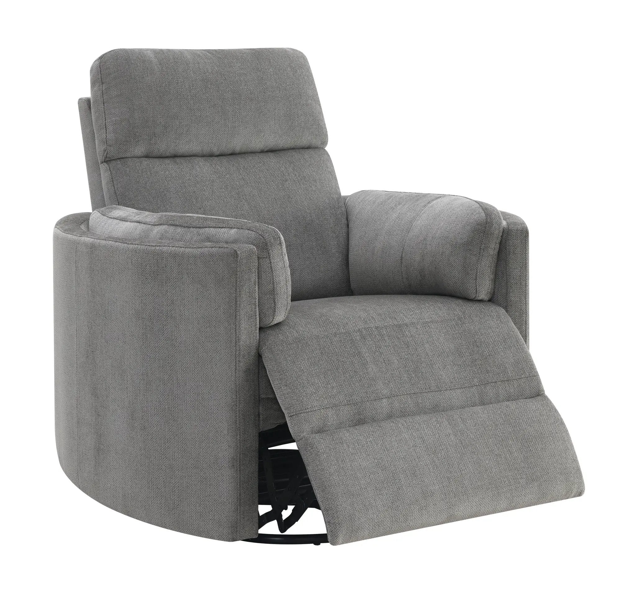 Sagen Charcoal Chenille Glider Recliner with Swivel by HouseOfZazla
