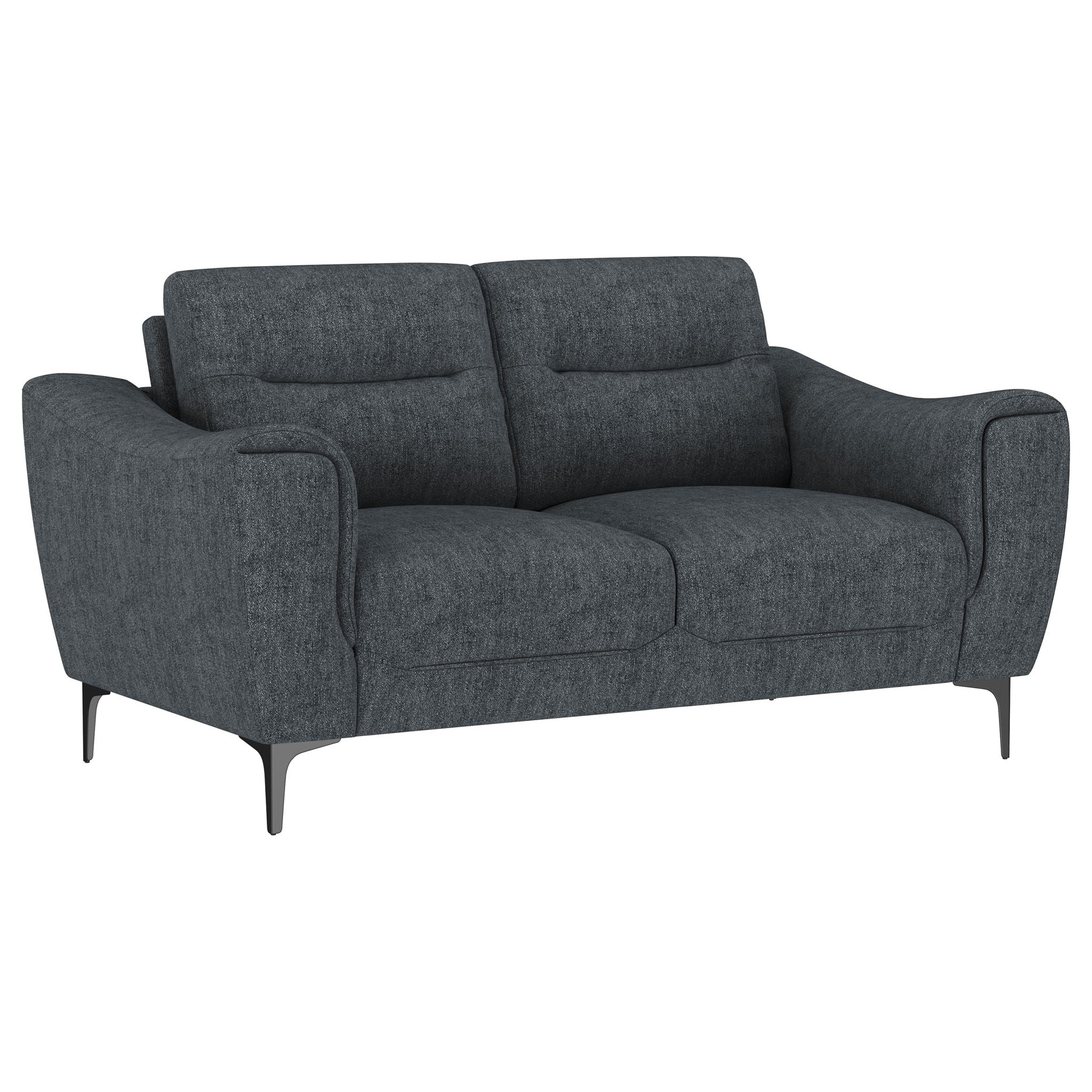 Oberle - Upholstered Sloped Track Arm Loveseat - Charcoal by HouseOfZazla
