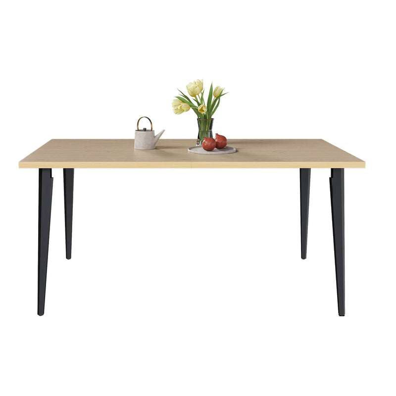 63-inch Modern Dining Table with Wooden Tabletop and Rust-Resistant Iron Legs by HouseOfZazla