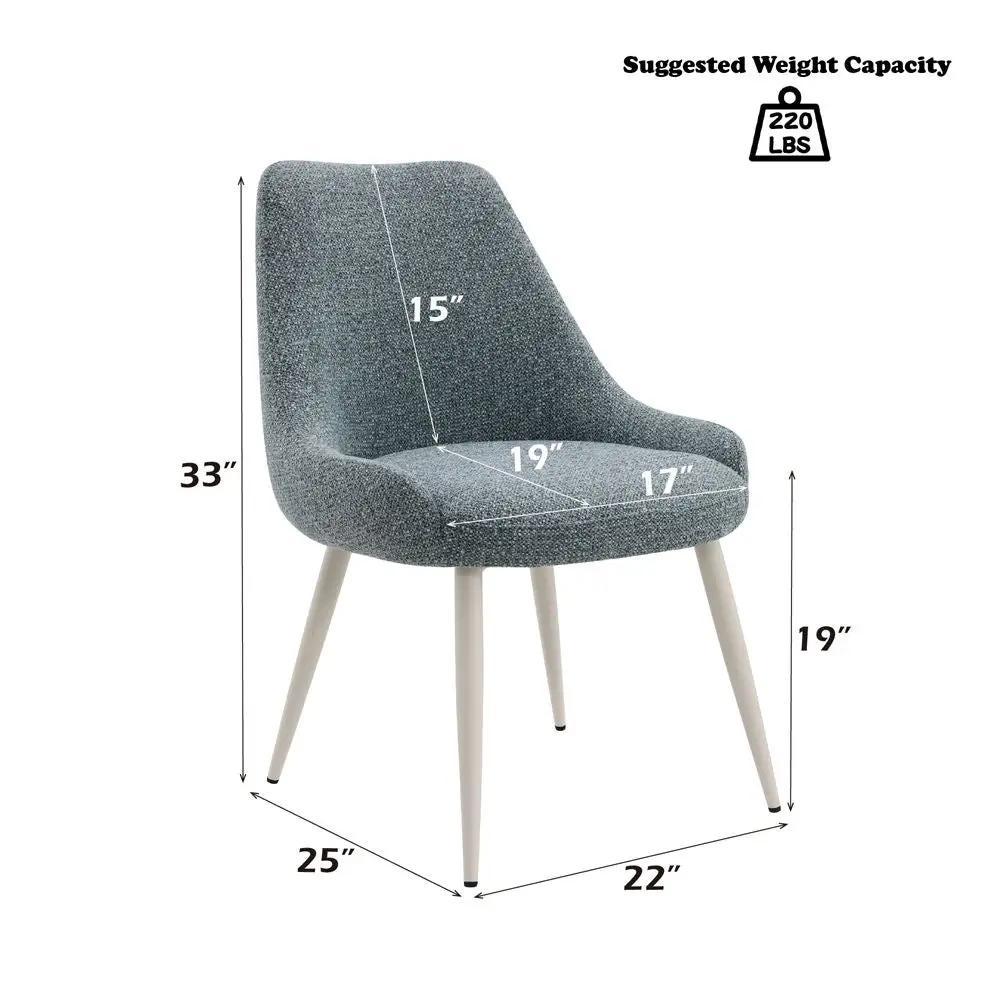 Laela - Side Chair (Set of 2) - Light Blue Boucle & White by Unique Piece Furniture