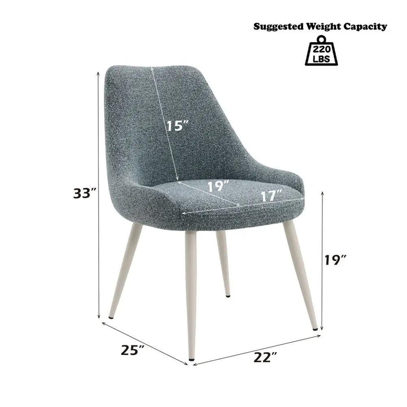 Laela - Side Chair (Set of 2) - Light Blue Boucle & White by Unique Piece Furniture
