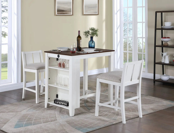 Graham - 3 Piece Small Space Counter Height Dining Table With Shelves And 2 Chairs (Set of 3), photo 2 of 14