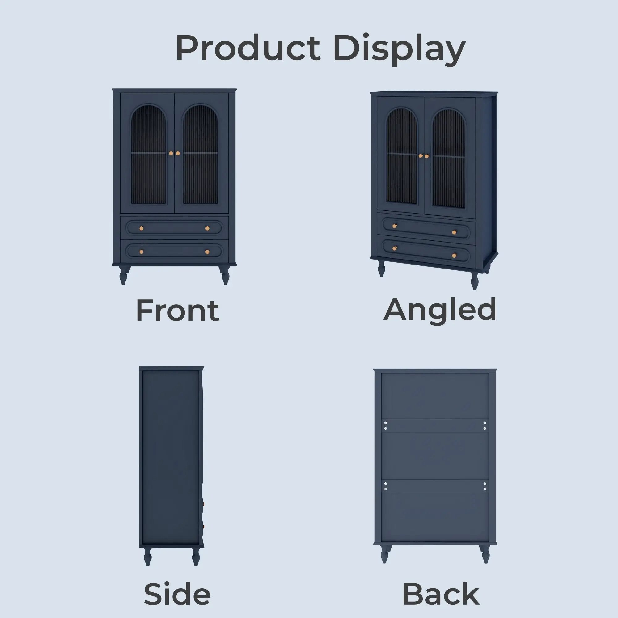 46.5'' Glass Display Cabinet with Ribbed Glass Doors by HouseOfZazla