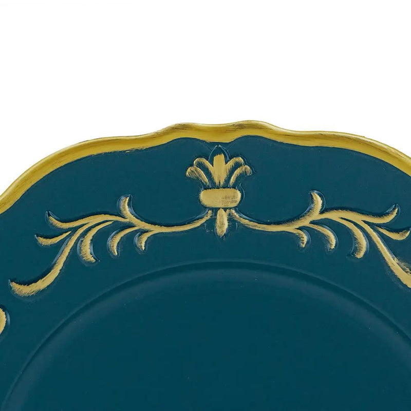 Plastic Charger Plate (Set of 8) - Blue / Gold / Polypropylene by HouseOfZazla
