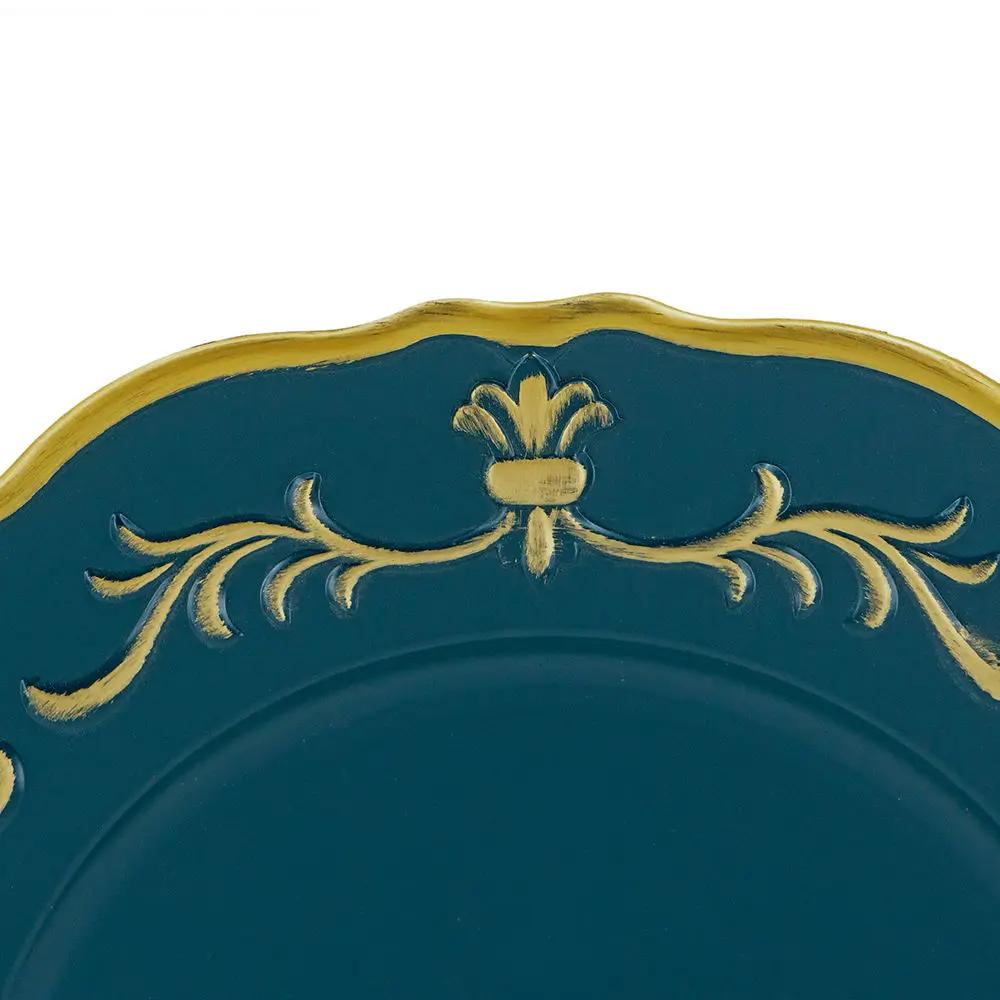 Plastic Charger Plate (Set of 8) - Blue / Gold / Polypropylene by Unique Piece Furniture