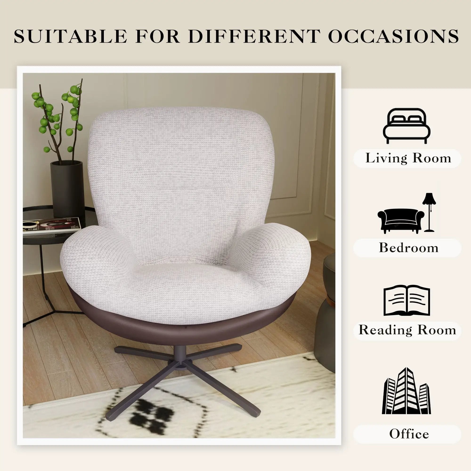 360° Swivel Office Chair, No Wheels by HouseOfZazla