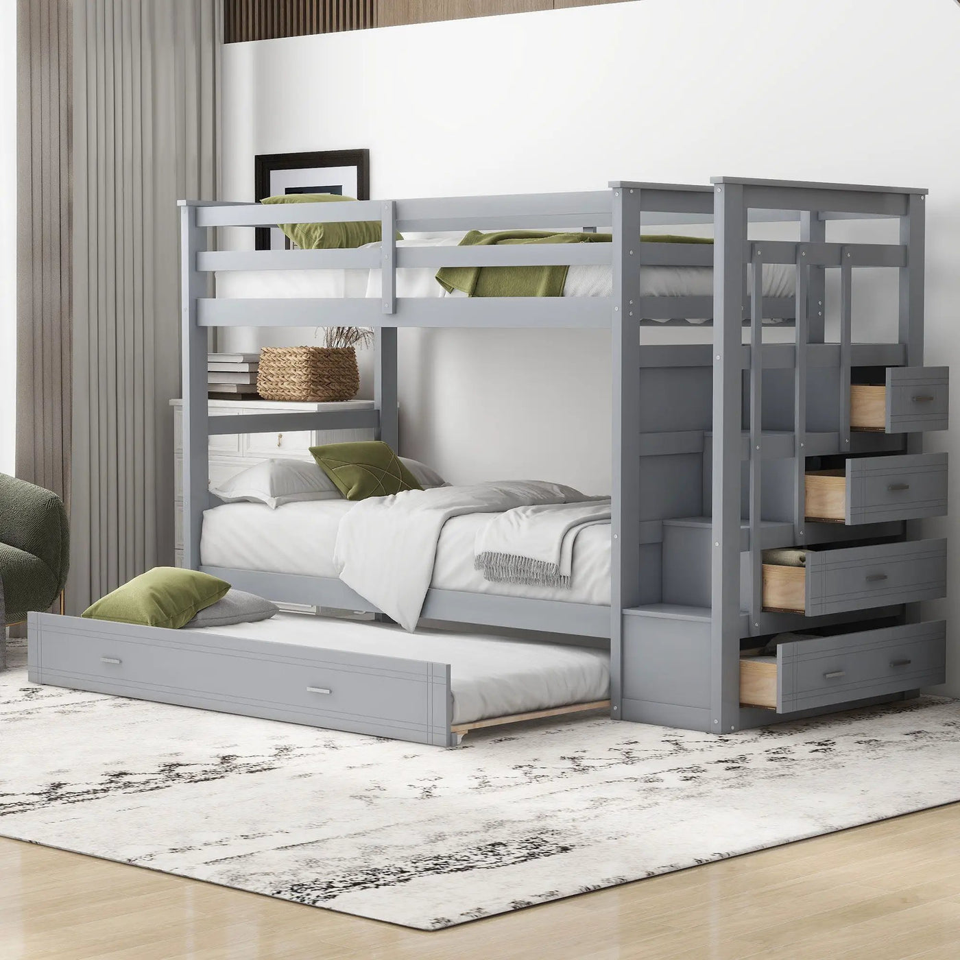 Bunk Bed With Trundle And Staircase by Unique Piece Furniture