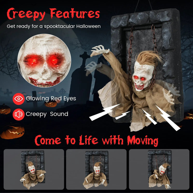 Halloween Hanging Animated Zombie Prisoner Decoration Sound-Activated by DirectDeals
