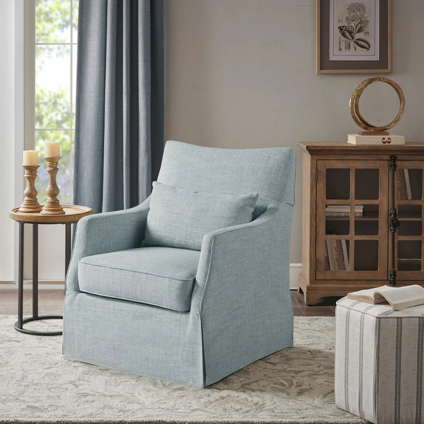 Traditional Design London Skirted Swivel Chair by HouseOfZazla