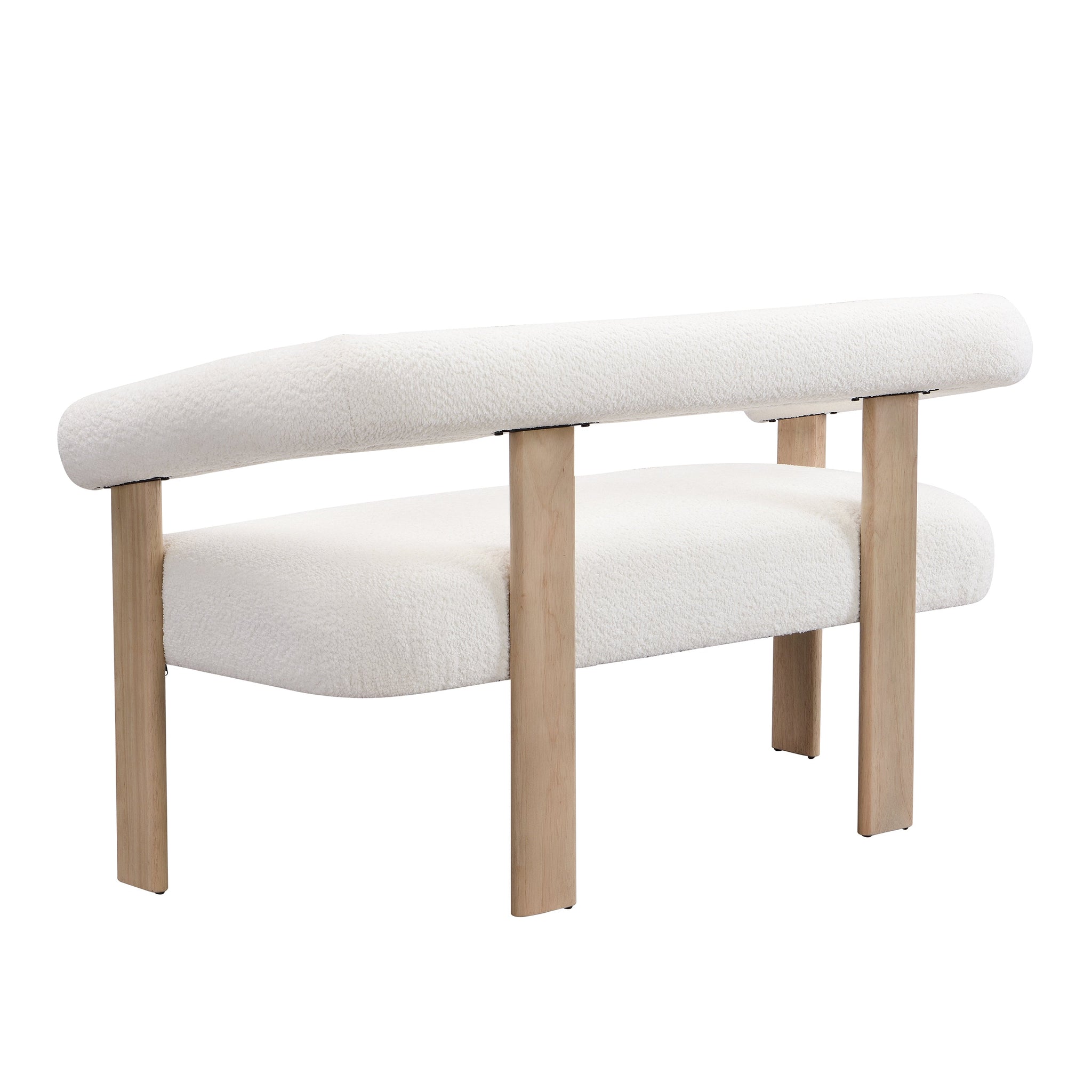 Round Armrest Loveseat (Beige + Natural) by HouseOfZazla