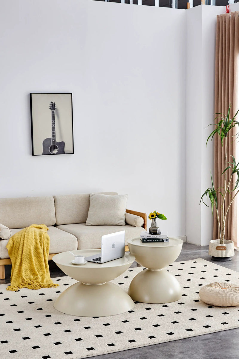 Set of 2 Milk White Coffee Table and End Table With Storage. by BLAKHOM