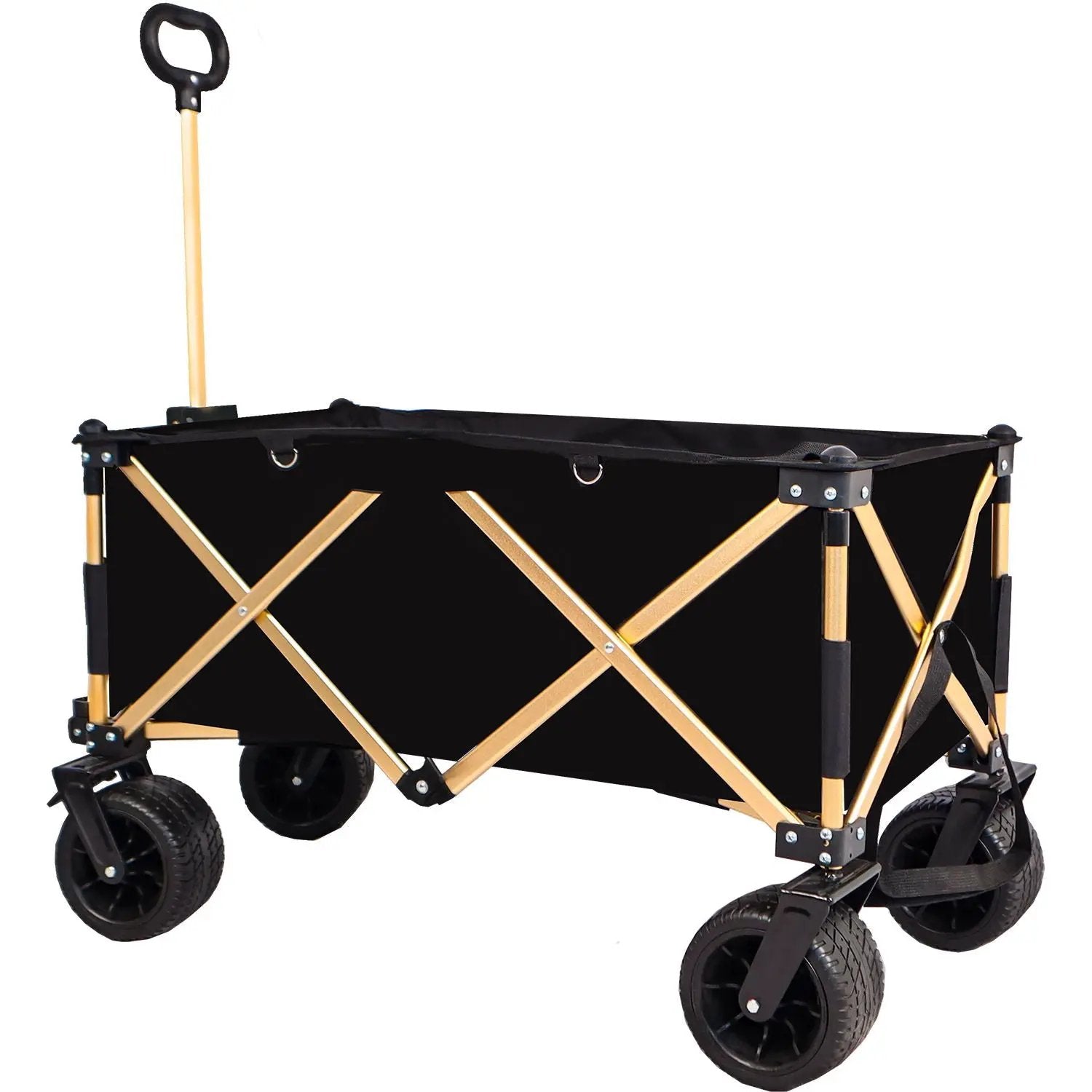 Aluminum Alloy Folding Wagon, Heavy Duty Utility Beach Wagon Cart For Sand With Big Wheels, Adjustable Handle & Drink Holders For Shopping, Camping, Garden And Outdoor by HouseOfZazla