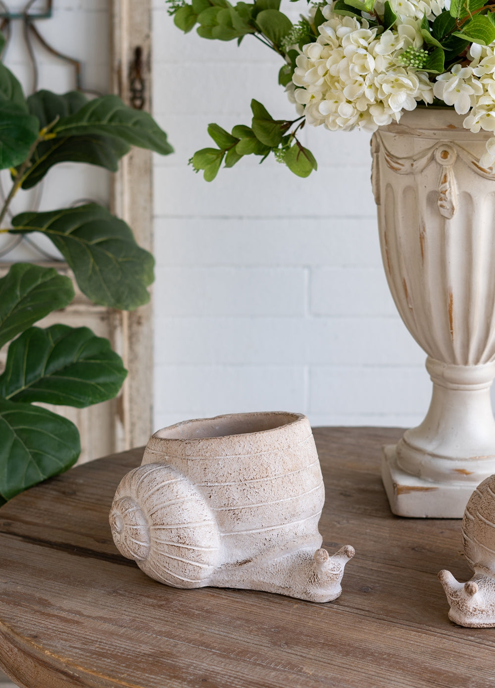 Decorative Cement Planter with Abstract Design - Natural Finish, photo 9 of 10
