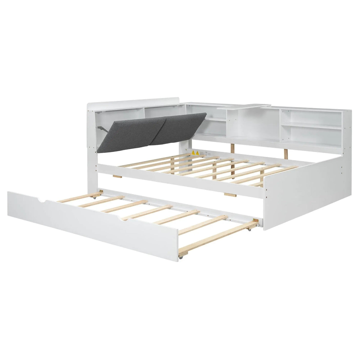 Platform Bed With Trundle, Shelves, And Storage Headboard by HouseOfZazla
