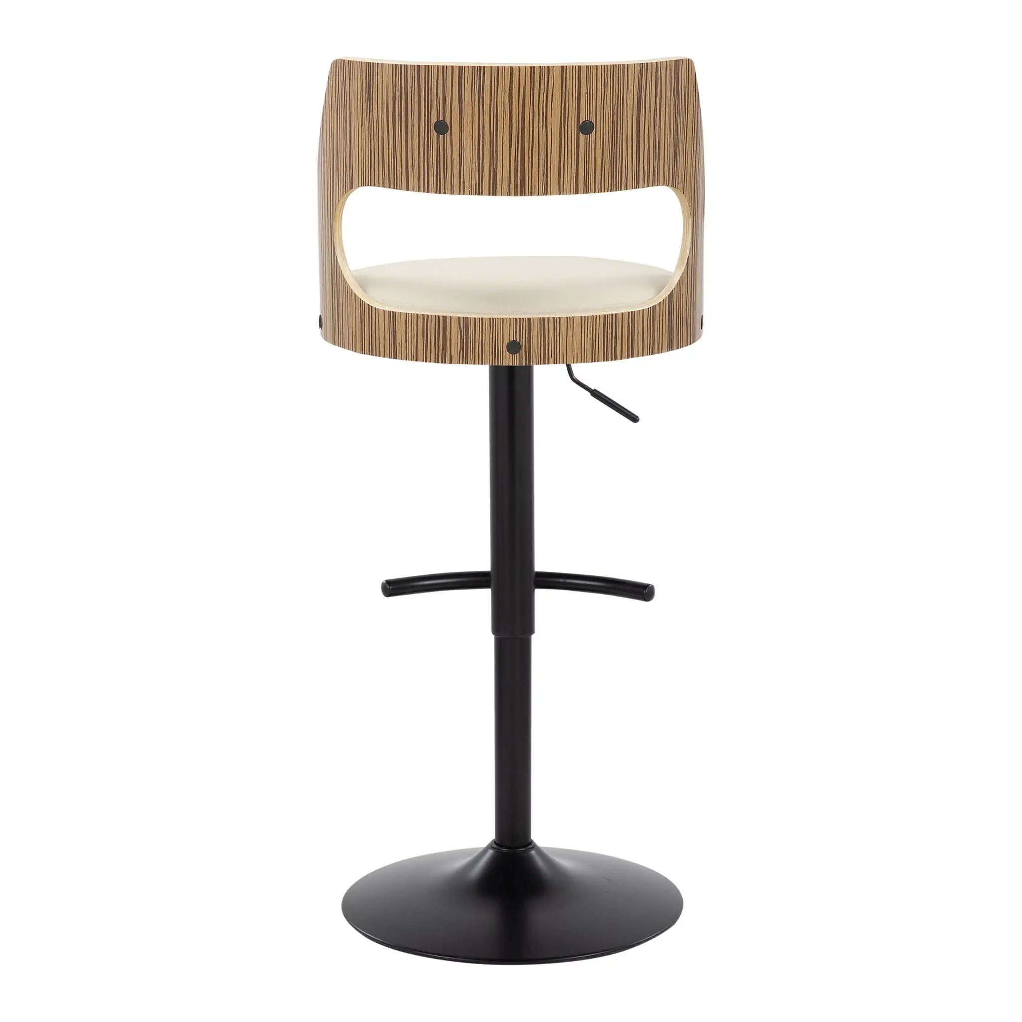 Cecina - Contemporary Adjustable Barstool With Swivel With Rounded T Footrest (Set of 2) - Black / Zebra / Cream by HouseOfZazla