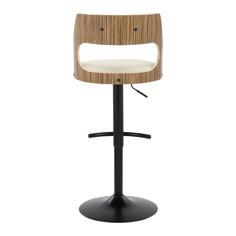 Cecina - Contemporary Adjustable Barstool With Swivel With Rounded T Footrest (Set of 2) - Black / Zebra / Cream by HouseOfZazla
