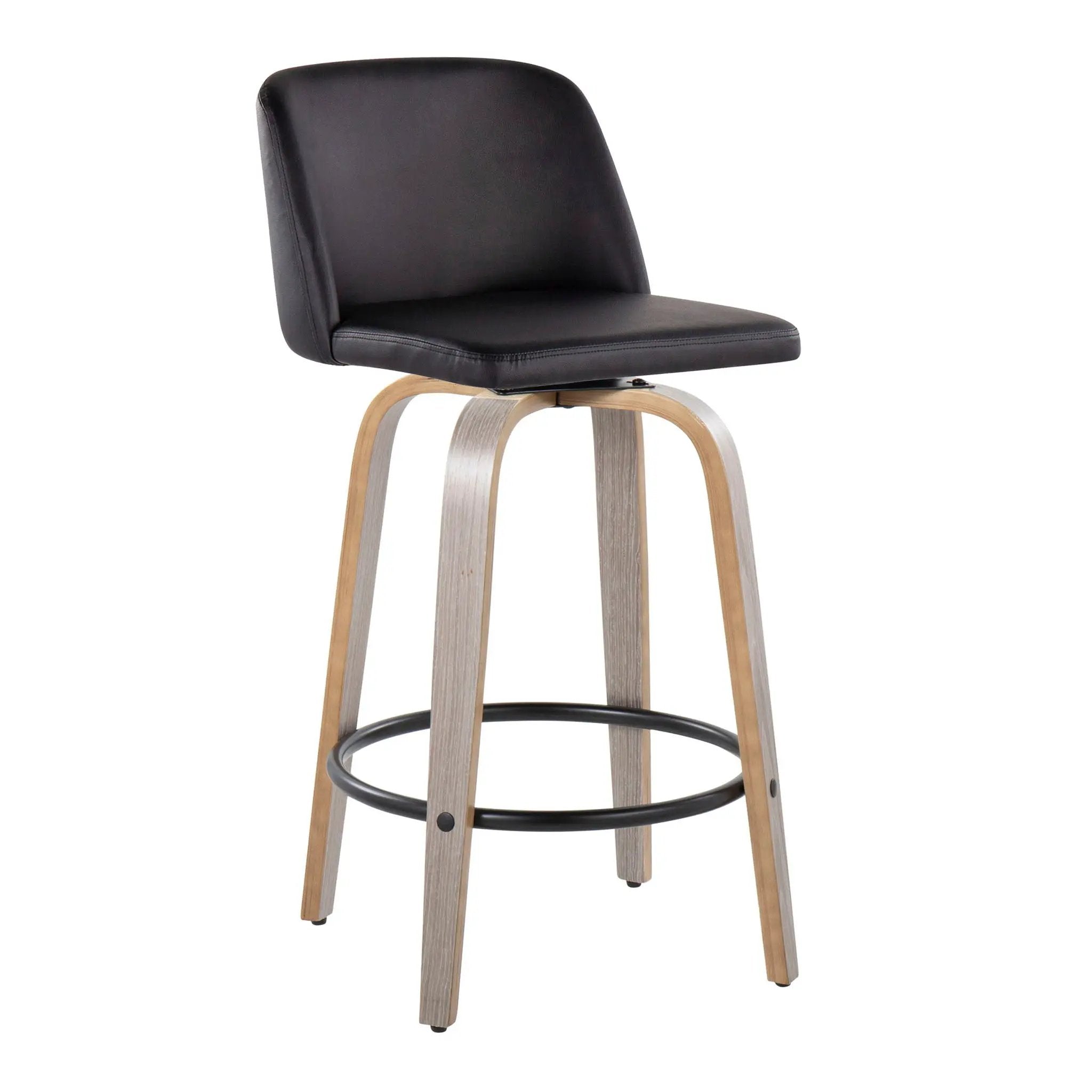 Toriano - Contemporary Fixed Height Counter Stool With Swivel & Round Footrest (Set of 2) by Unique Piece Furniture