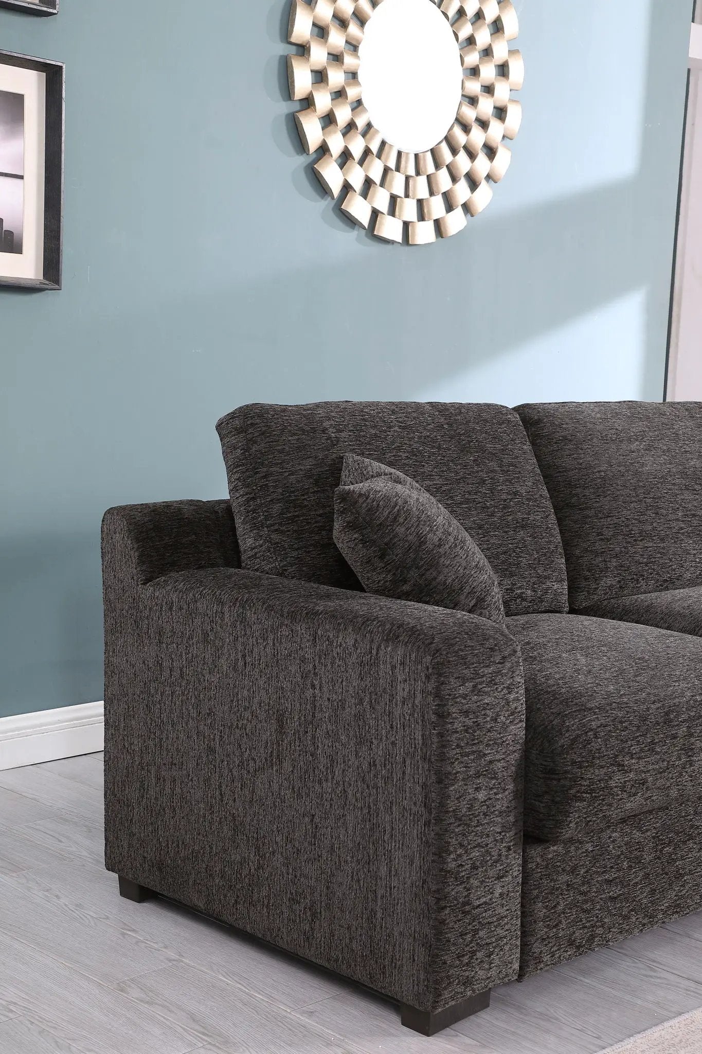 Celine - Corner Sectional Sofa With Right Facing Chaise, Cupholders, And Charging Ports - Gray by HouseOfZazla