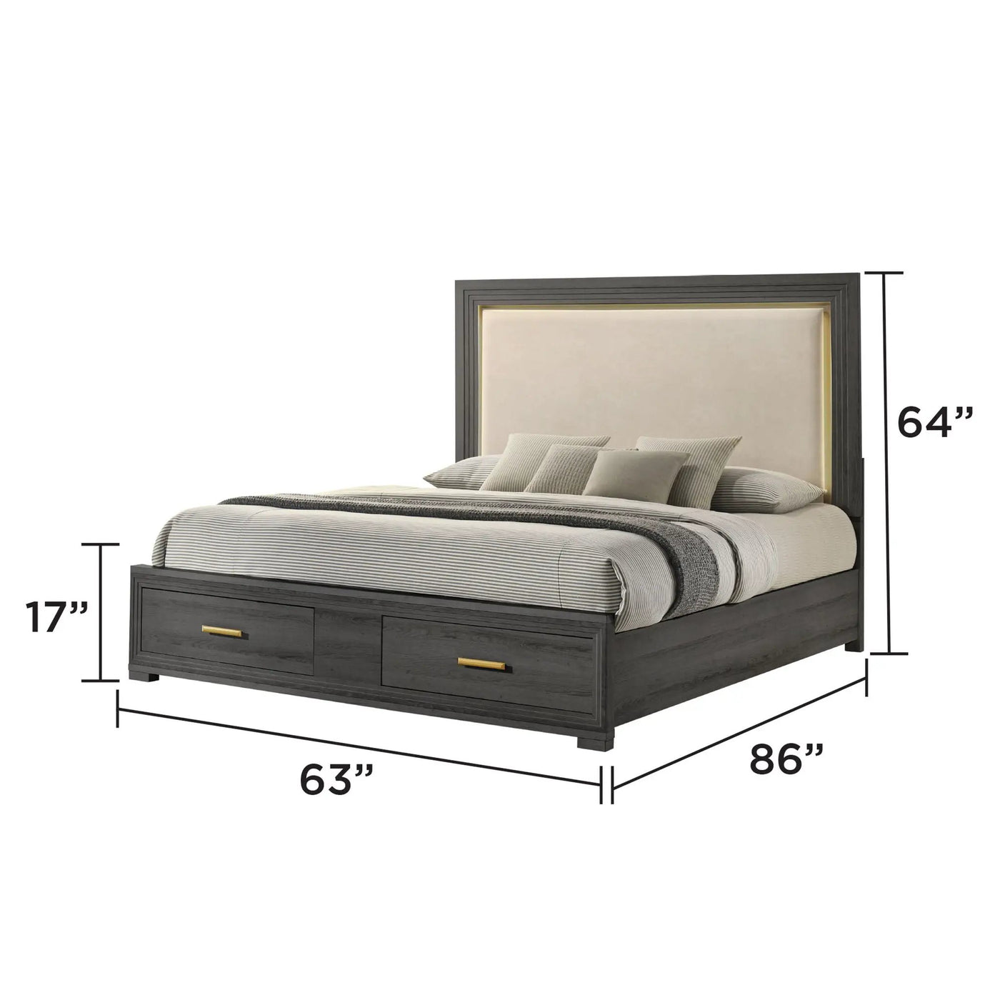 Colorado - Bed With Upholstered LED Headboard by HouseOfZazla
