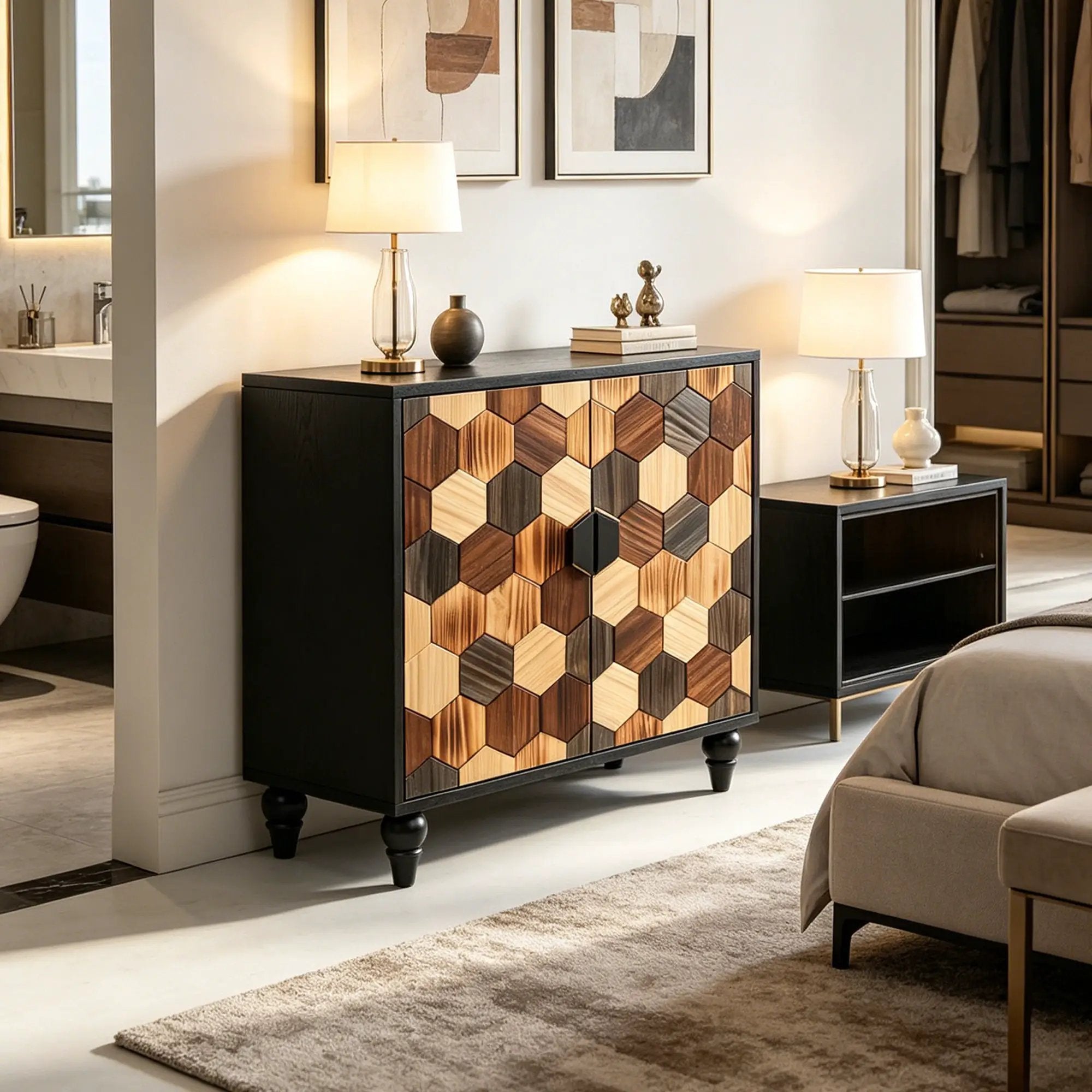 30.31" Modern Accent Cabinet with Honeycomb Pattern by HouseOfZazla