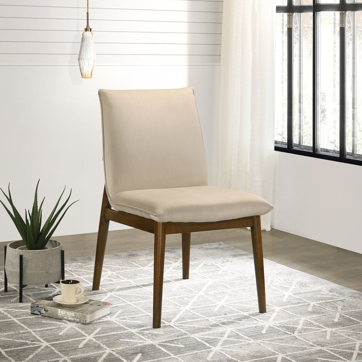 Monza Contemporary Dining Chair Set with Solid Wood Frame - Beige or Dark Green, photo 6 of 26