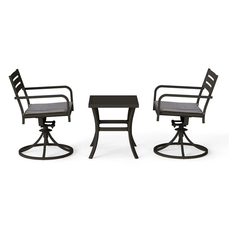 Outdoor Metal Swivel Patio Set - 2 Armchairs & Table by HouseOfZazla