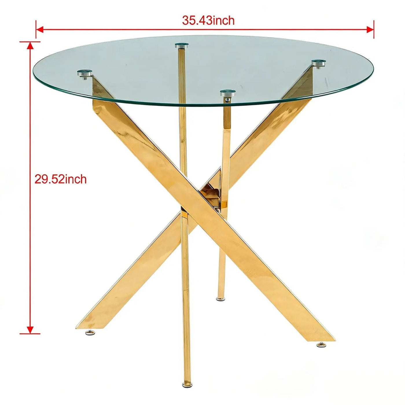 Dining Table With Cross Metal Leg And Tempered Glass, Modern Space Saving Kitchen Table For Living Room by HouseOfZazla