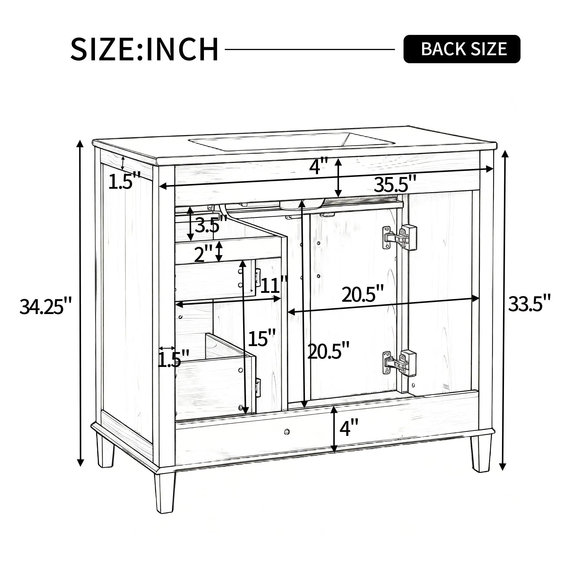 Bathroom Vanity With Sink, Soft Close Doors & Drawers - Wood by HouseOfZazla