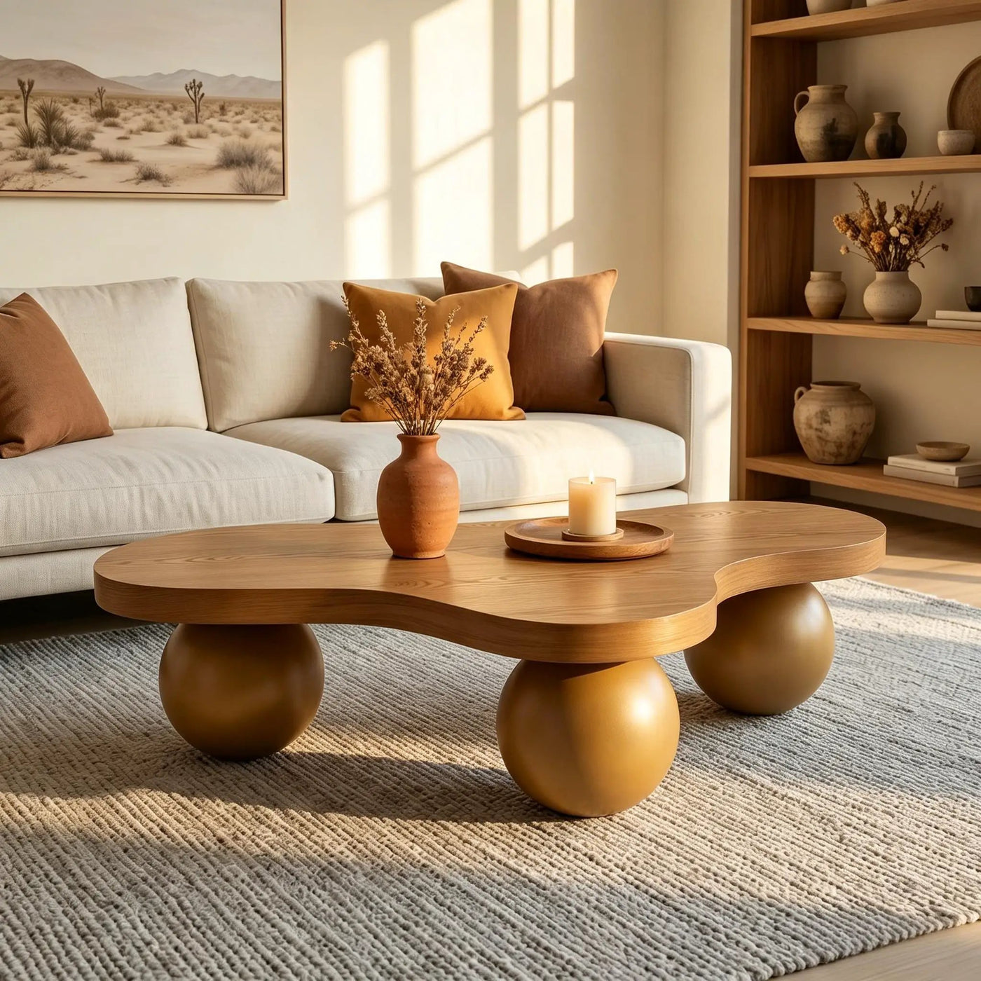 Cloud Shaped Coffee Table With 3 Ball Legs For Living Room by HouseOfZazla
