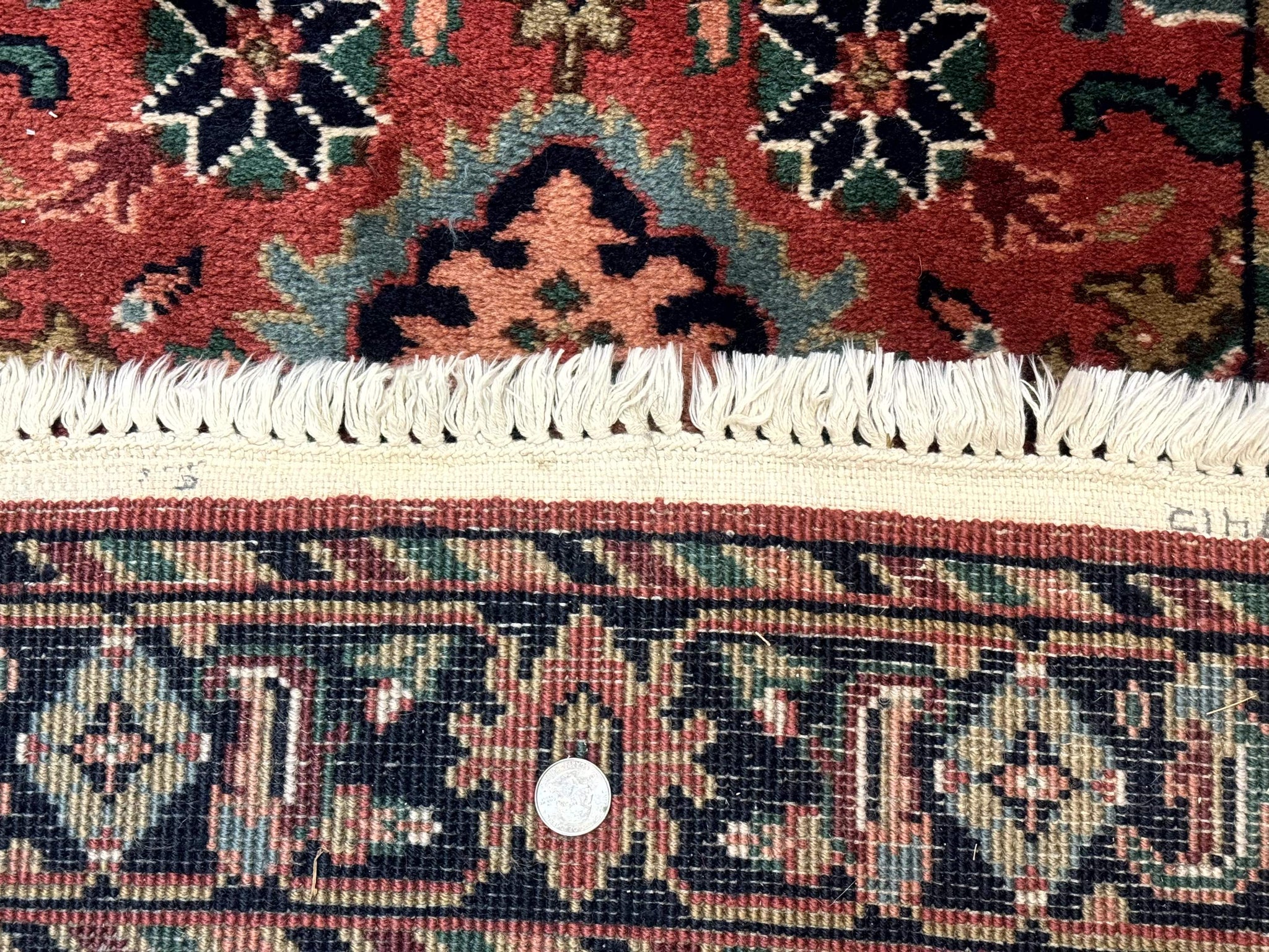 Indo Persian Heriz Runner Rug 2 x 12 ft, Hand Knotted Wool Hallway Rug, Red & Black by Jewel Rugs